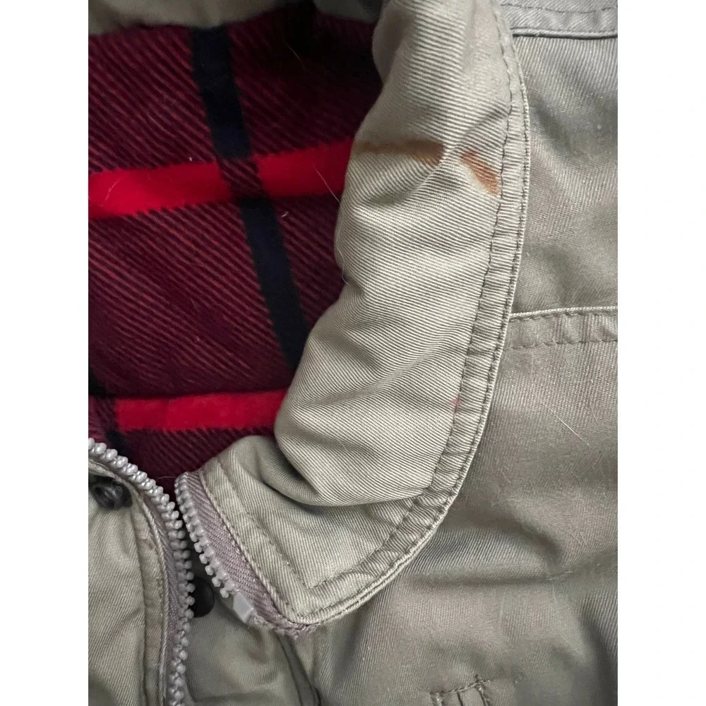 Cabelas Tan Canvas Flannel Lined Utility Hunting Vest Workwear Gorpcore Mens